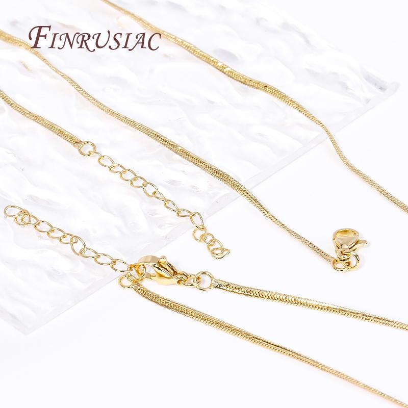 Fashion Blade Snake Chain Necklace 18K Gold Plated Brass Metal Thin Chains For Women Men Jewelry Accessories Findings