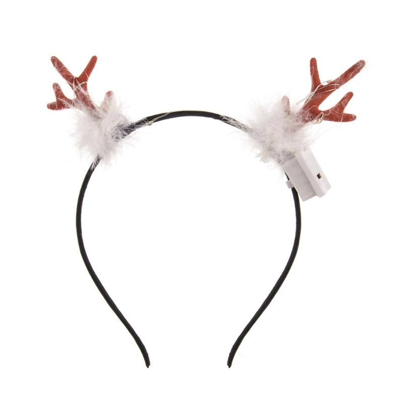 Glowing Christmas Reindeer Hair Hoop Headbands Hair Bands Party Decoration for Girls and Womens Photo Props