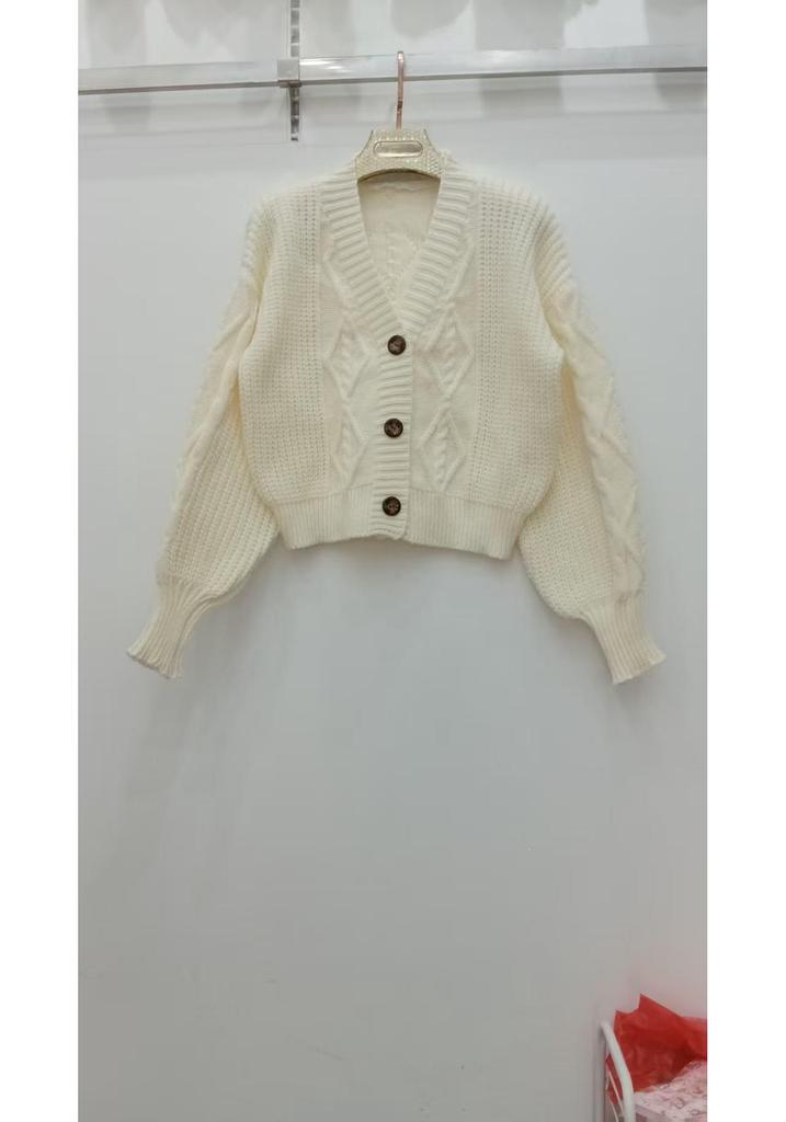 Lazy Autumn/Winter Women's Loose Knit V-neck Cardigan - Japanese Korean Style