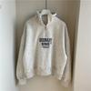 Korean Embroidered Half-Zip Stand Collar Sweatshirt for Women - Spring & Autumn 2025