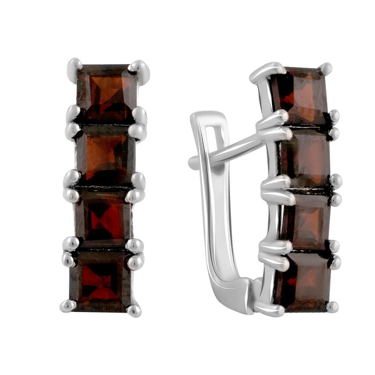 

Срібні сережки з натуральним гранатом 3.8ct (2090977) темні цукерки apple червоний колір