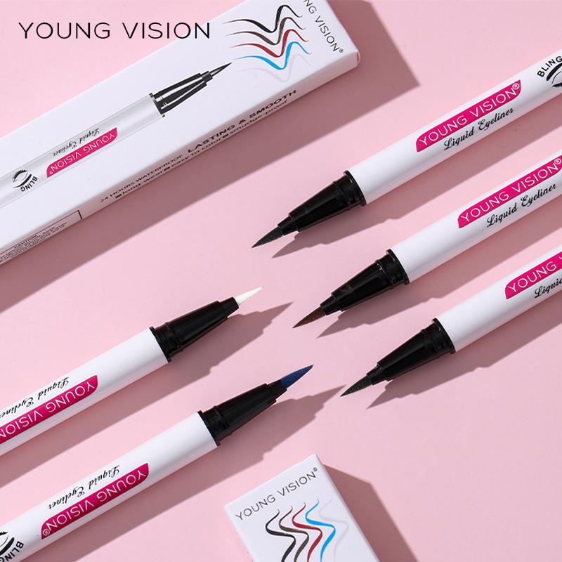 YOUNG VISION 5-farbiger wasserfester Eyeliner Stift, Schwammkopf, flüssiger Eyeliner, schnell trocknend, 5 Farben optional