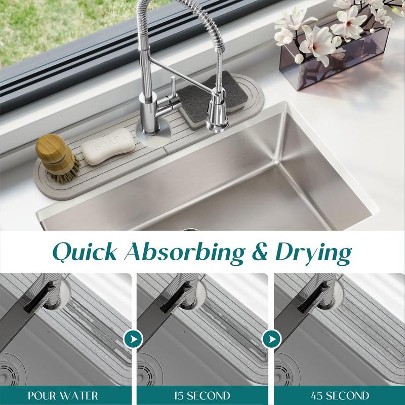 Faucet Mats for Kitchen Sink Water Absorbent Stone Sink Tray Fast Drying Sink Faucet Diatomite Mats for Bathroom Counter