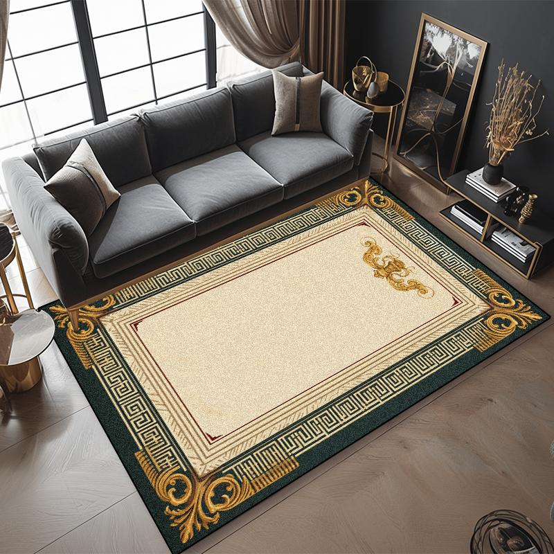 Nowoczesny Dywan z Złotym Obramowaniem Luksusowe Światło Dekoracja Sypialni Salon Sofa Stolik do Herbaty Dywaniki Boczne Zmywalna Mata Podłogowa na Wejście do Kuchni