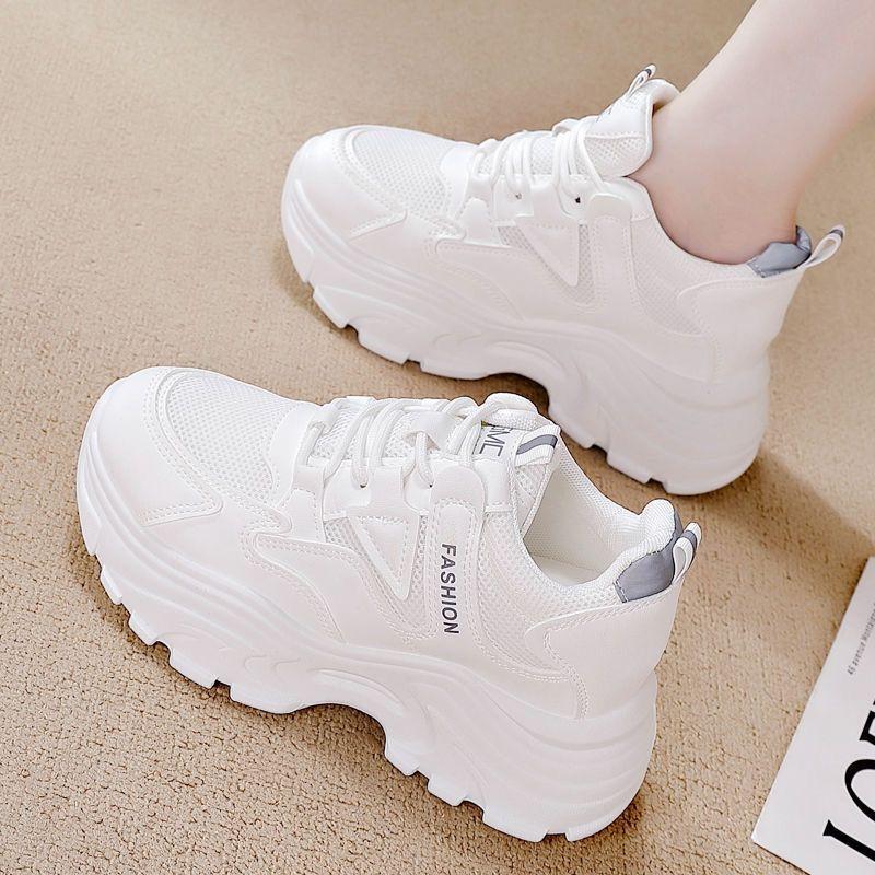 

Fashion 2025 Autumn Women s Chunky Vulcanized Shoes Designer Brand Woman Breathable Sneakers Fashion Lace-up Casual Tennis Shoes Zapatos 40 белый