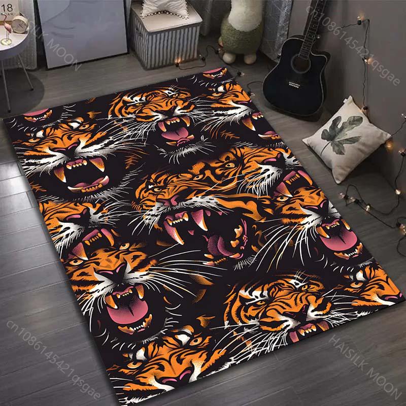 1PC Roaring Tiger Head Print Carpet for Bedroom Living Room Bedside Sofa Floor Mat Modern Home Decor Area Rug for Gifts