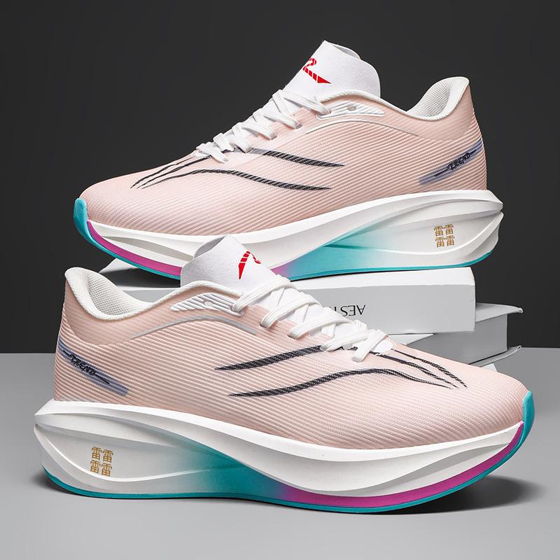 2025 new college style thick-soled breathable running shoes for men and women versatile wear-resistant and non-slip couple racing shoes