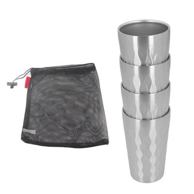 4 Stück 350ml Outdoor Camping Tragbares 304 Edelstahl Wasserbecher Set Stapelbarer Reisebecher