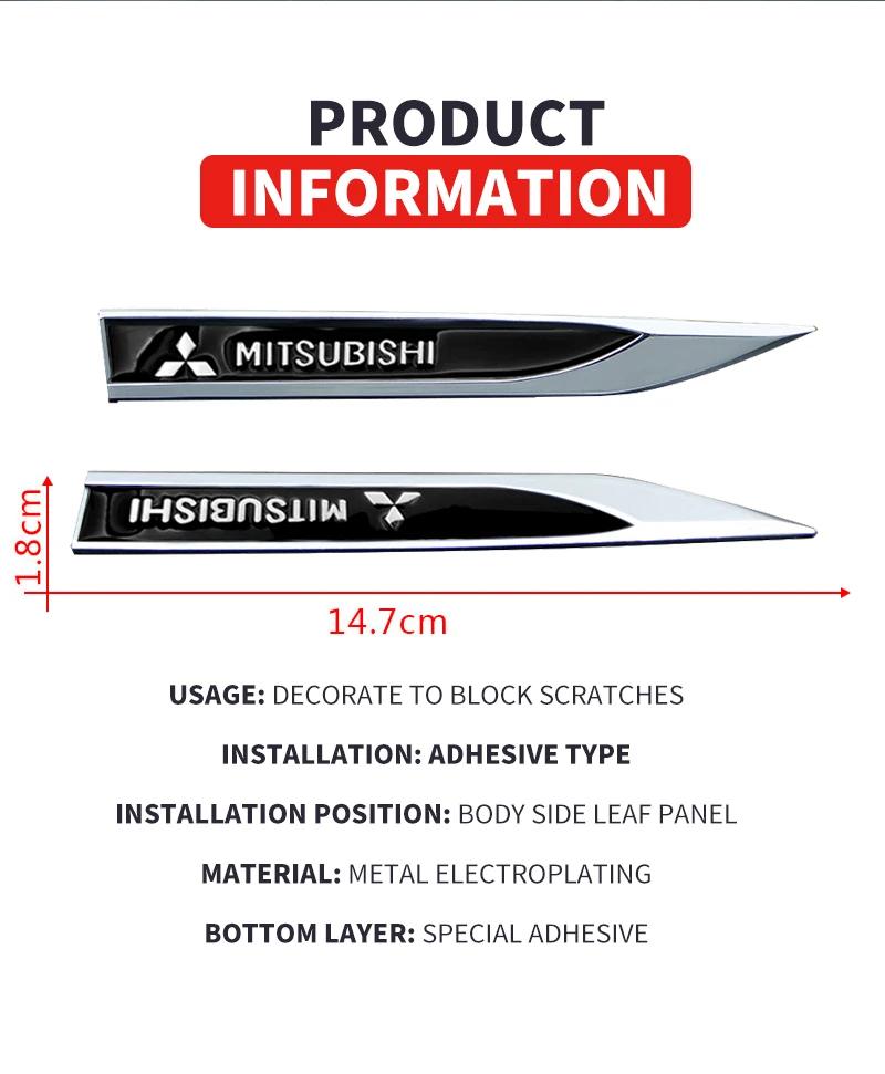 Car Sticker Car Body For Mitsubishi Lancer Mirage Pajero,Side Fender Wing Decorative, Sticker 3D Metal Alloy Emblem Badge Auto