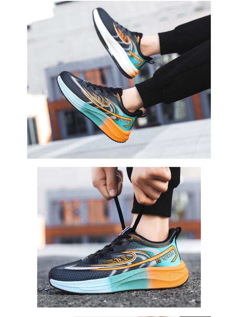 Carbon Fiber Sneakers: Stylish, Breathable, Non-Slip Running Shoes for Men & Women, Trendy Color Block, Wear-Resistant.