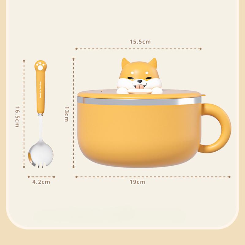 1200ml Stainless Steel Instant Noodle Bowl with Lid Filter Fruit Salad Soup Ramen Bowls Tableware Kitchen Accessorie Lunchbox