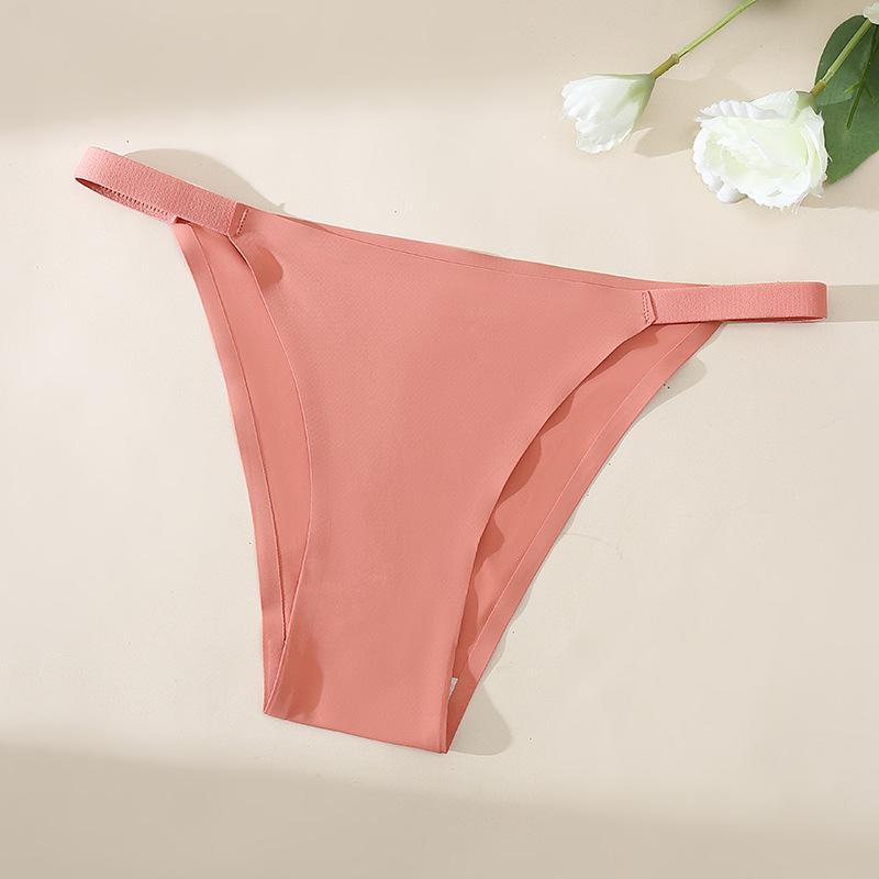 Women Sexy Ice Silk Panties Low-waist Seamless G String Lingerie Solid Half Hip Underwear