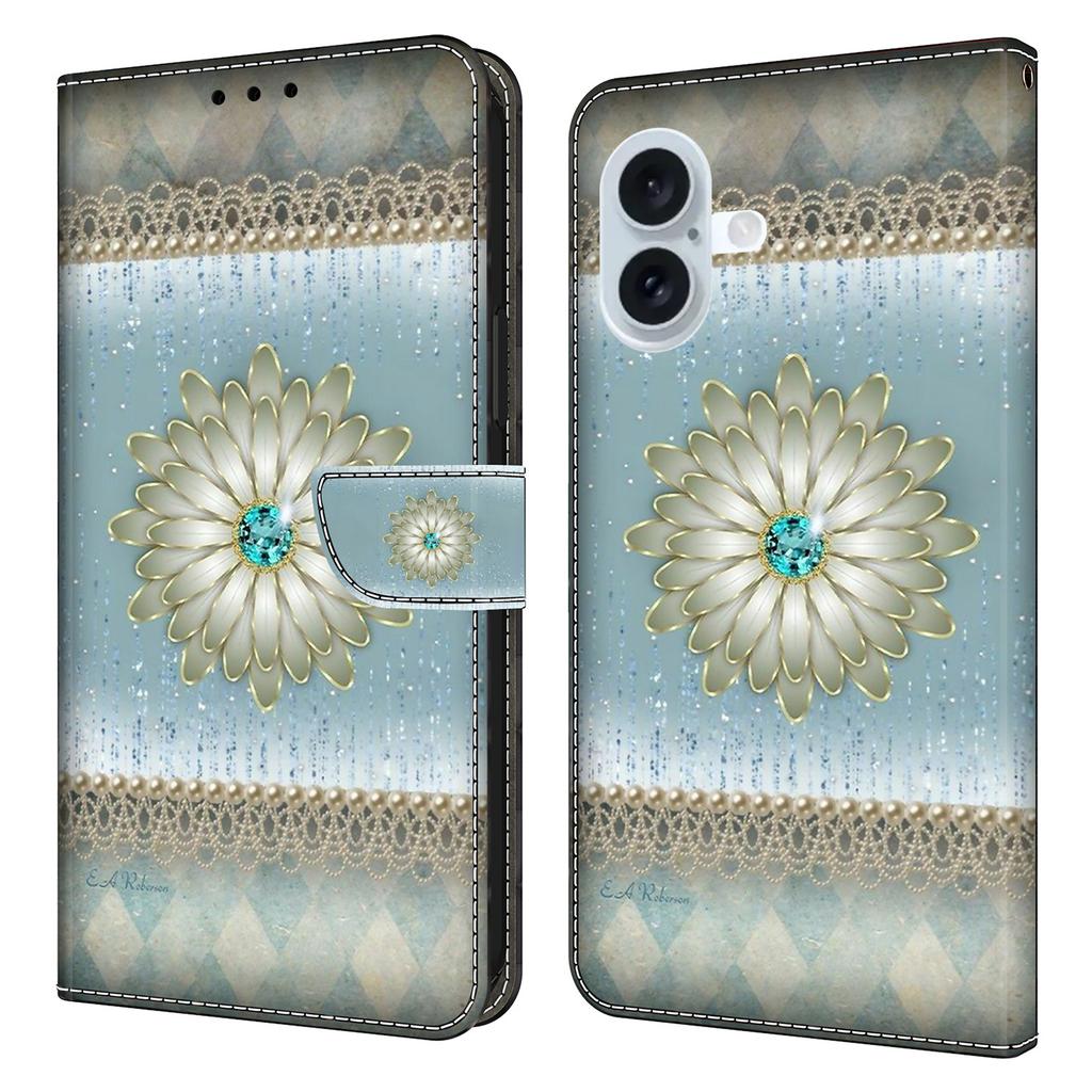 For iPhone 16 Wallet Case Pattern Printing Stand Leather Flip Phone Cover
