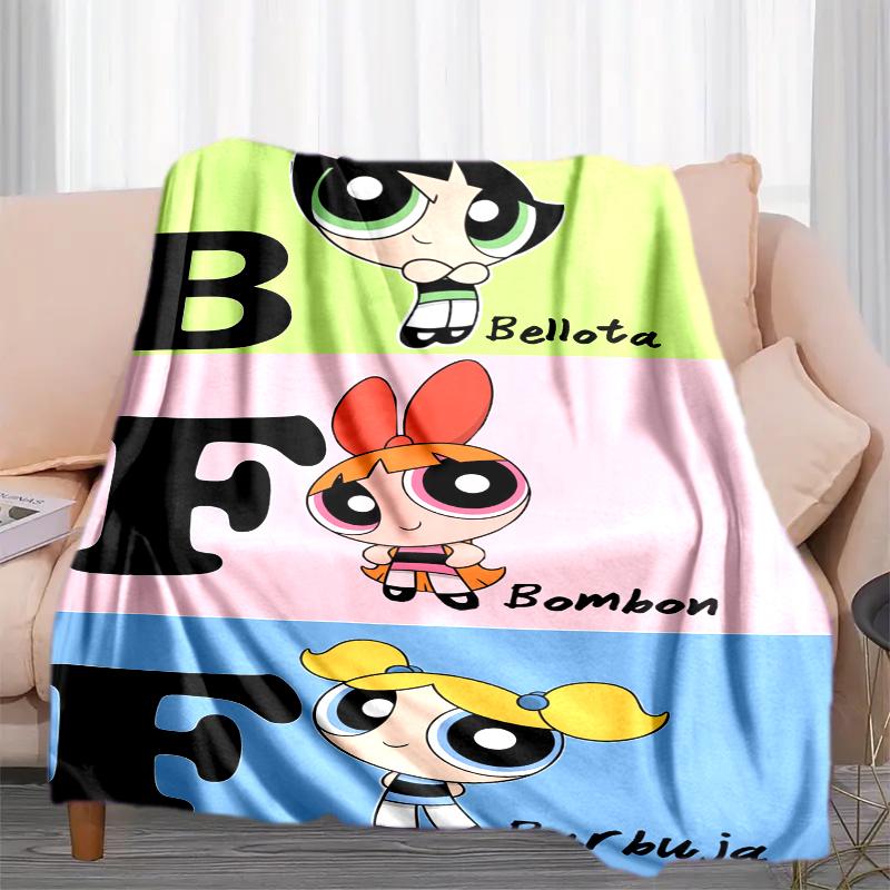 1PC The Powerpuff Girls printed blanket, all season lightweight home office outdoor nap multifunctional blanket A2
