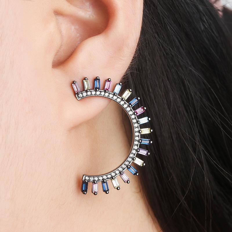 South American Jewelry Brazilian Glass Stone Color Matching Earrings Versatile Simple Geometric Zircon Earrings