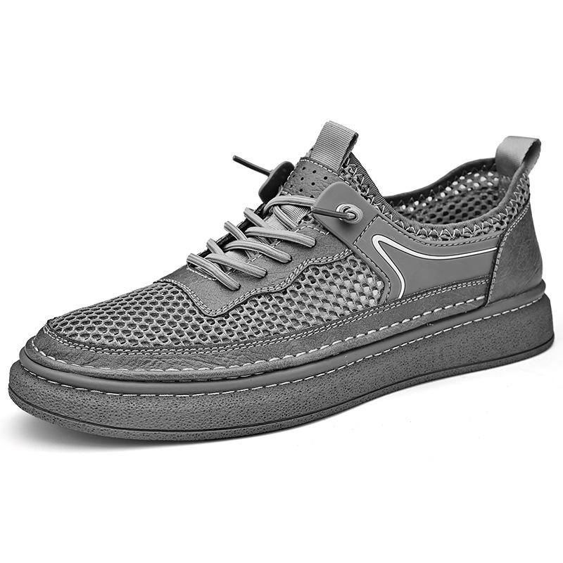 Stylish Hand-Stitched Leather Mesh Men s Casual Sandals 38