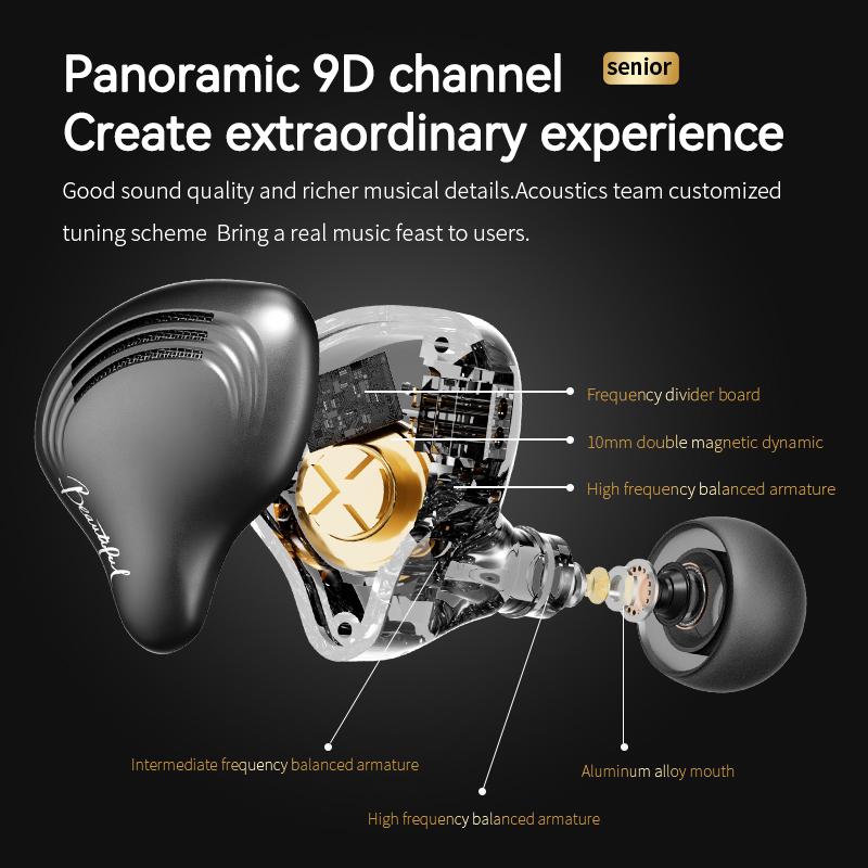 Fever HiFi Sound Effect Earphones Dynamic In Ear Monitor Headset Detachable Cable Noise Cancelling Music Sports Game Headphones