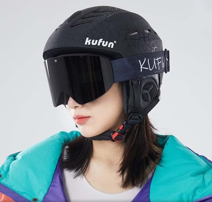 Ski and Snowboard Magnetic Goggles with Lenses and Design C.SEA Goggles, Quick-Change Anti-Fog (Black)