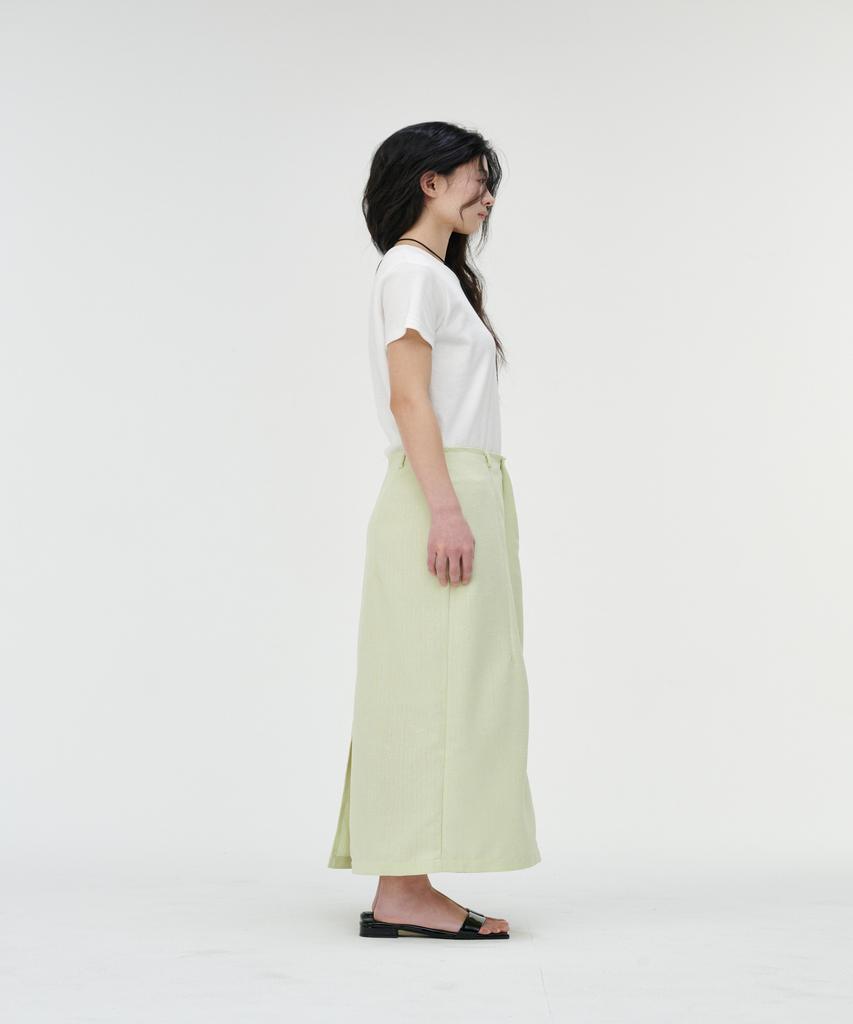 Kkalos Summer Tweed Raw-Edge Skirt, Lime