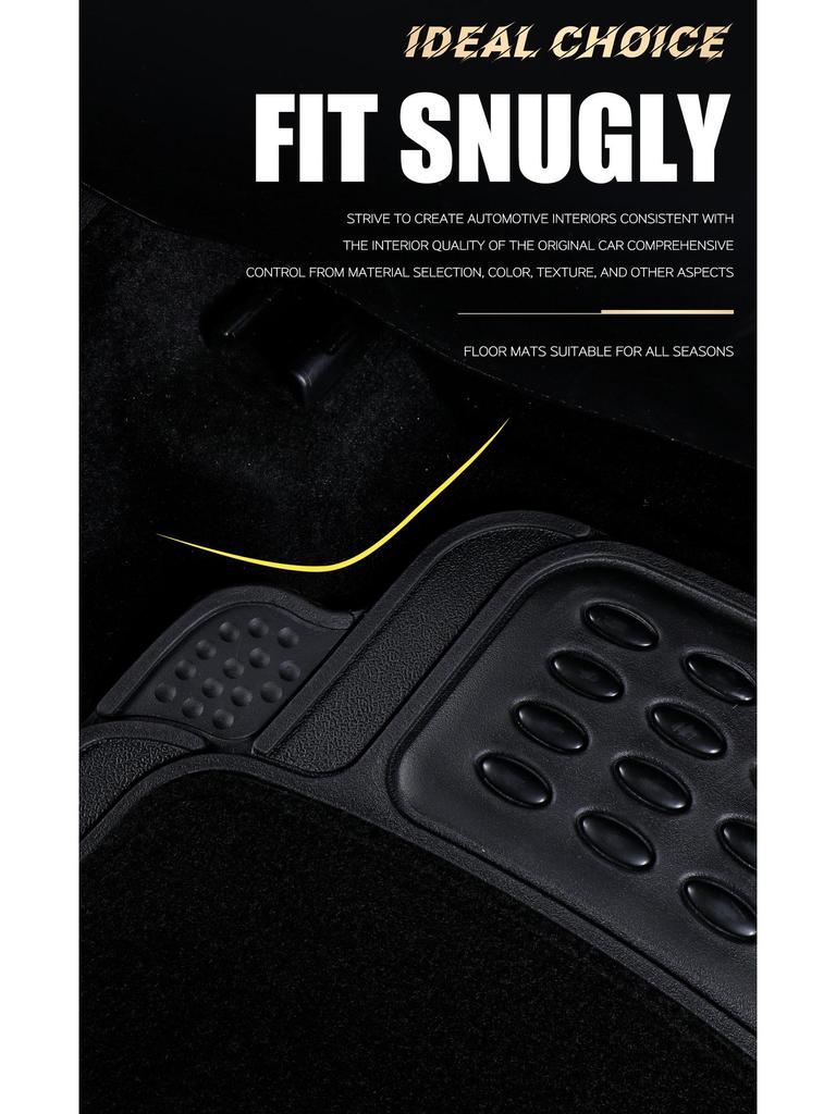 Four-Piece Universal PVC Car Floor Mats - Anti-Slip, Waterproof, Heat-Resistant Interior Protection.