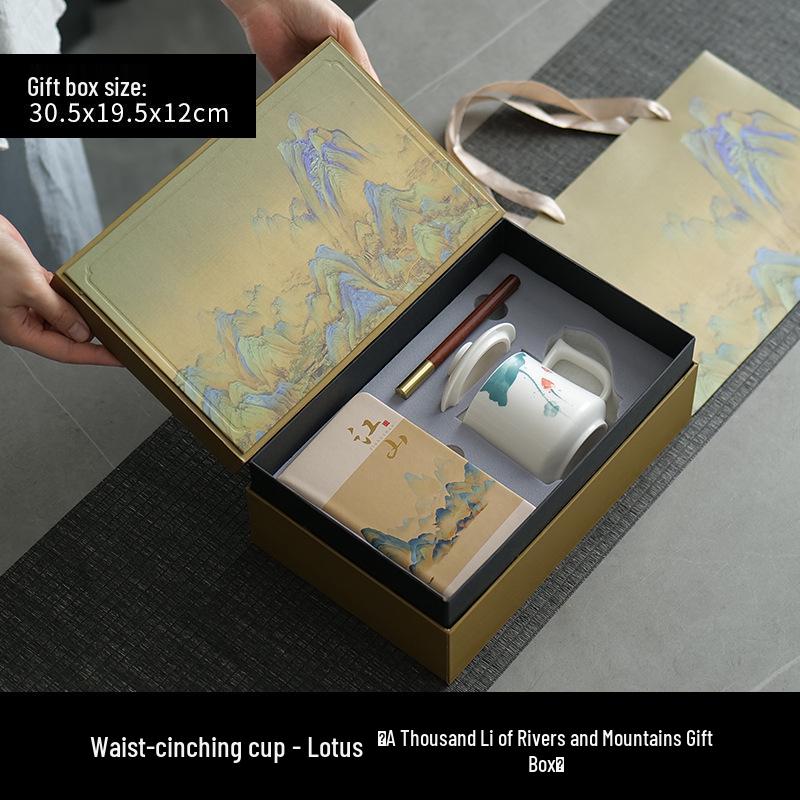 Jade Conference Sheep Fat Porcelain Tea Cup with Lid – White Ceramic Mug for Home and Office, Ideal Gift