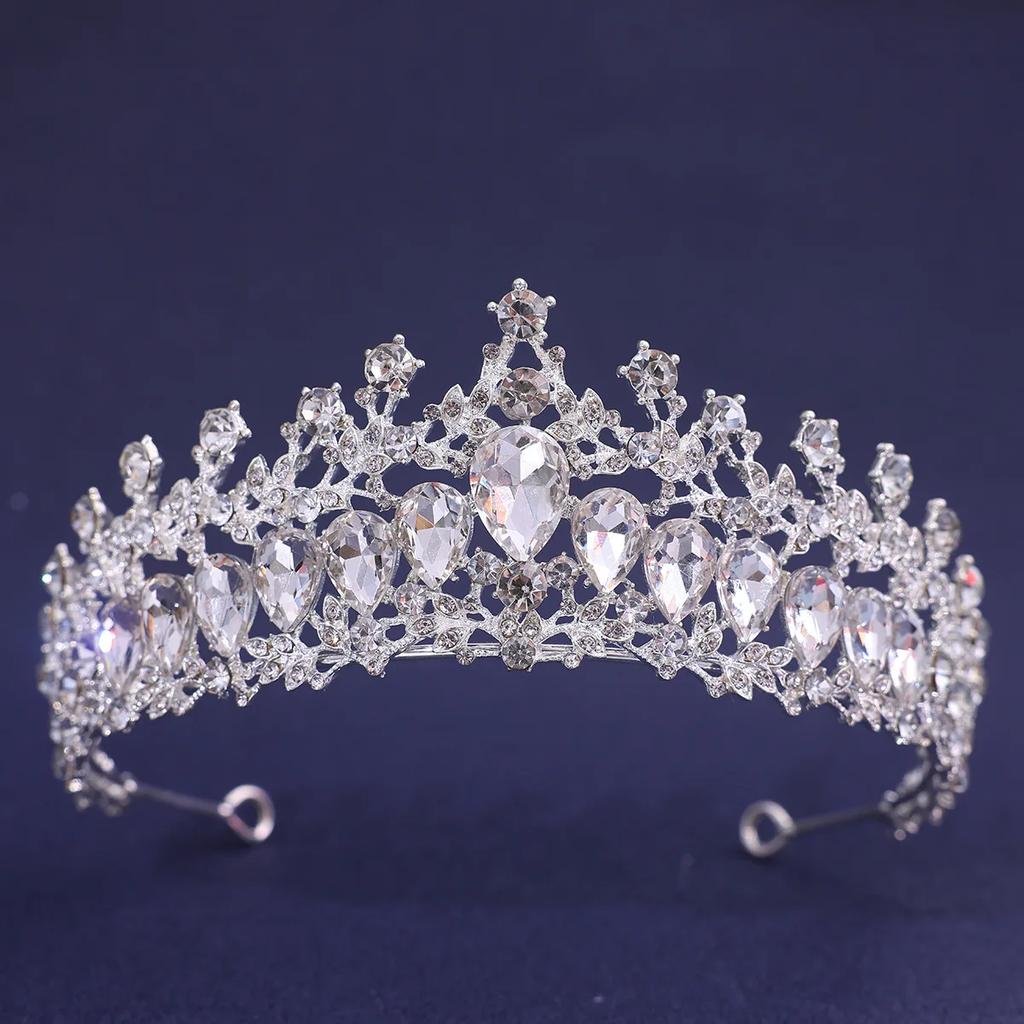 Baroque Red Green Blue Crystal Water Drop Tiara Crown Rhinestone Pageant Diadem Headpiece Bride Wedding & Prom Queen Crown