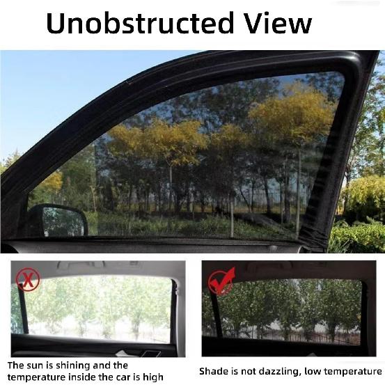 Cars Window Shades–4Pcs Breathable Mesh Sun Shade For Back & Side Windows, UV Protection For Baby, Family & Pets, Privacy Screen, Bug & Mosquito