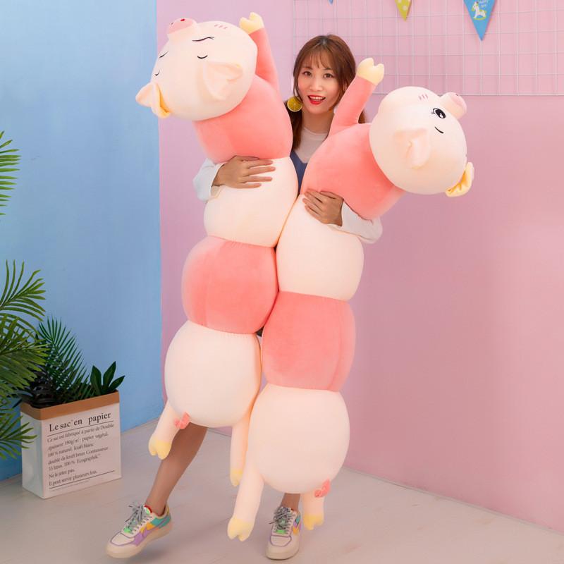 Adorable Caterpillar To Pig Plush Toy Cute Cartoon Long Pillow Birthday Gift 130cm