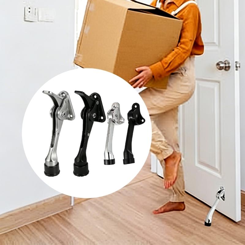 Kickdown Door Stoppers Zincs Alloys Foot-Operated Levers Door Stop Nonslip Rubber Regulable Door Holder Hardware