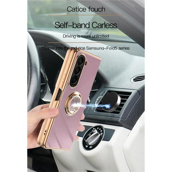 Electroplating Magnetic Ring Holder Phone Case for Samsung Galaxy Z Fold 5 4 Fold5 Fold4 5G Hard Shell Shockproof Cover