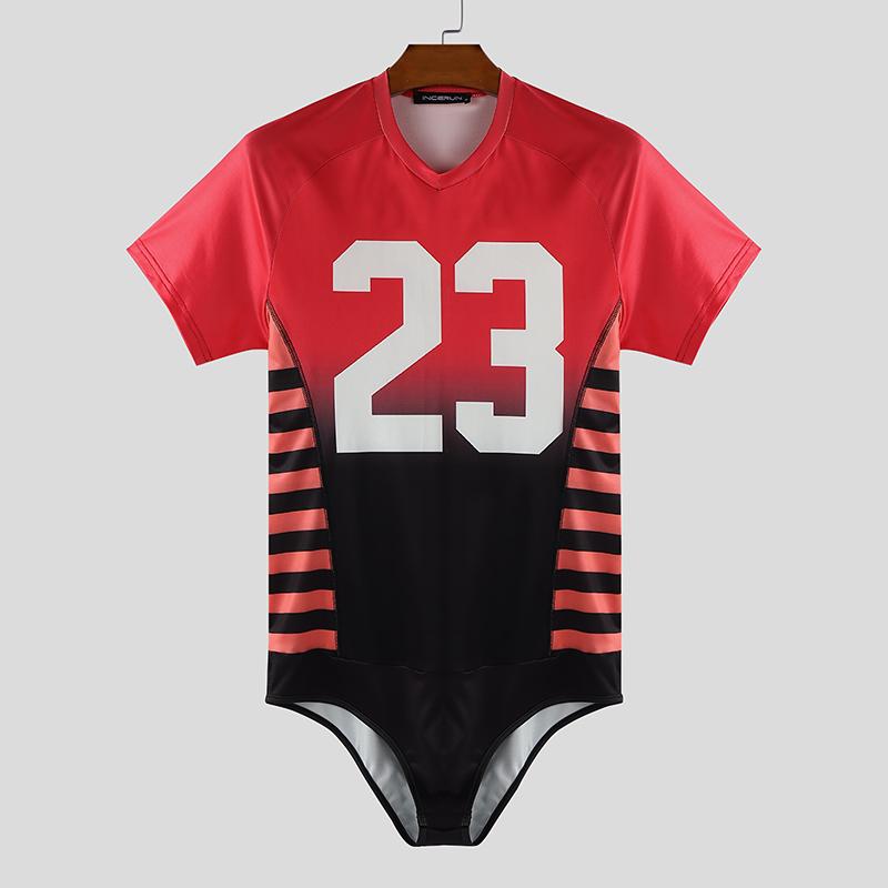 INCERUN Men's Sleeveless Letter Print Fitted Leotard Jumpsuits Underwear