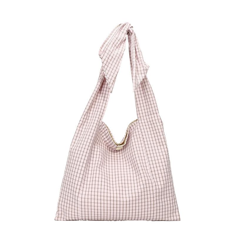 Bag Korean lazy style canvas bag literary niche armpit bag 2025 new plaid bag fashion shoulder bag