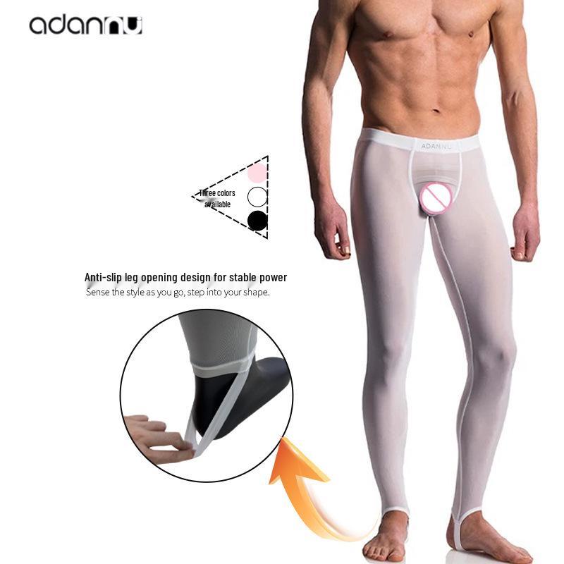 Męskie ultracienkie, wysoce elastyczne spodnie bazowe ze strzemionami i wiązaniami do biegania