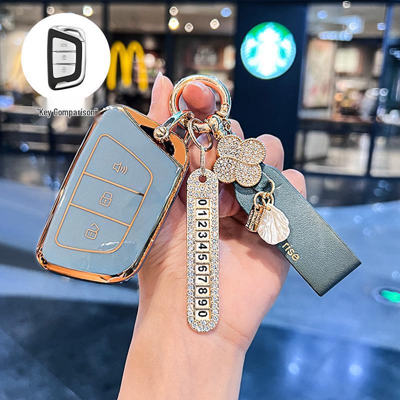 Compatible Car Key Cover for JAC Jiayue A5, X4, X7, iC5, iEVS4/7S, T8 Refine, S4, S7, M6 with Buckle