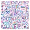 50pcs English Letters Graffiti Stickers Numbers Cartoon Stickers Balloon Style DIY Decoration Home Decoration Stickers