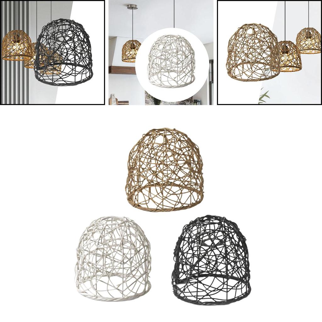 Woven Lampshade Pendant Lamp Shade Farmhouse Light Fixture Weaving Lampshade for Living Room Cafe Dining Room Restaurant Decor