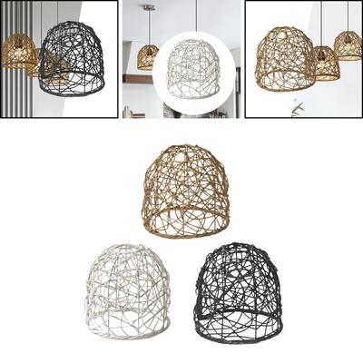 Woven Lampshade Pendant Lamp Shade Farmhouse Light Fixture Weaving Lampshade for Living Room Cafe Dining Room Restaurant Decor