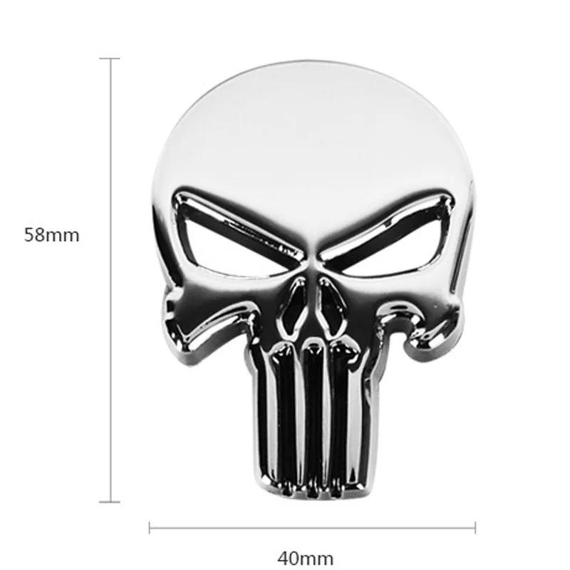 1PC 3D Metal Punisher Skull Skeleton Head Emblem Sticker Modified Scratch Fuel Tank Sticker Decoration Car Accessories