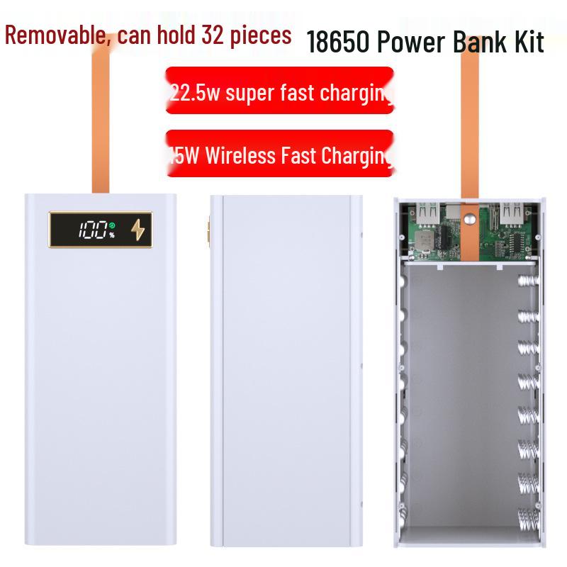 Scocca per Power Bank DIY Senza Saldatura a 32 Sezioni con Ricarica Wireless