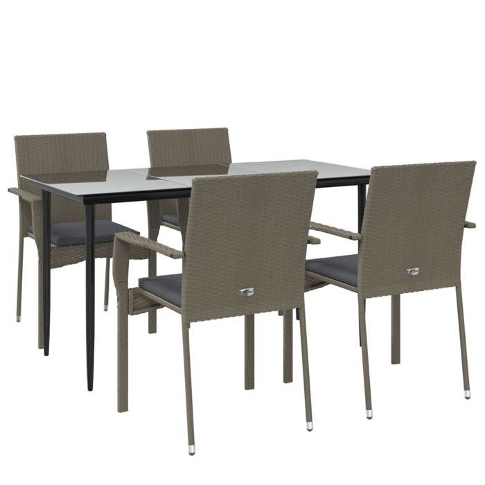 VidaXL Garden Dining Furniture and Cushions 5 Pcs Black and Grey 3185127