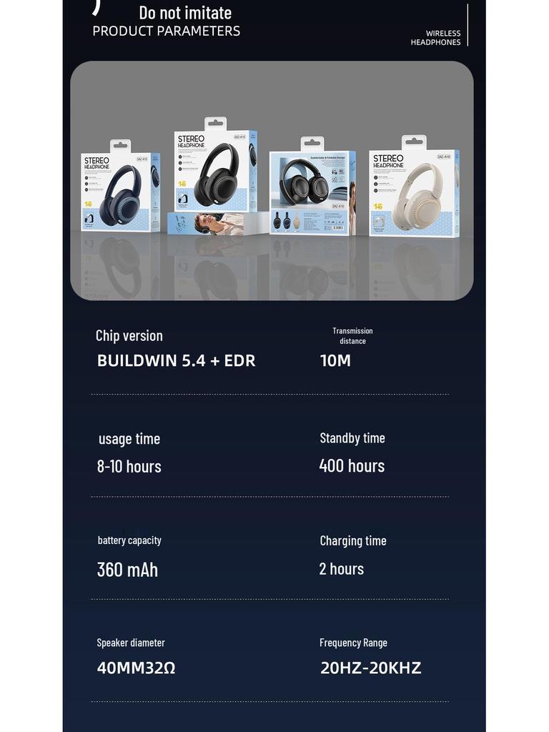 New Bluetooth Over-Ear Headset: Foldable, Rotating Design with Soft Large Earcups