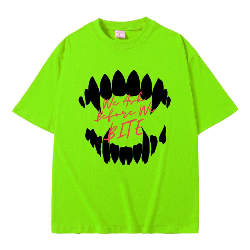 Game Baldurs Gate'3 Astarion We Ask Before We Bite Print T-shirt Men Hip Hop Vintage Gothic Tshirt Male Rock Oversized T Shirts