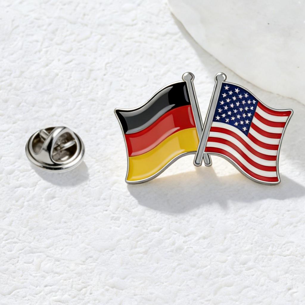 Custom 32*20mm National Flag Series Brooch Stainless Steel Double Flag Pin Jewelry for Traveller Two Country Flag Brooches