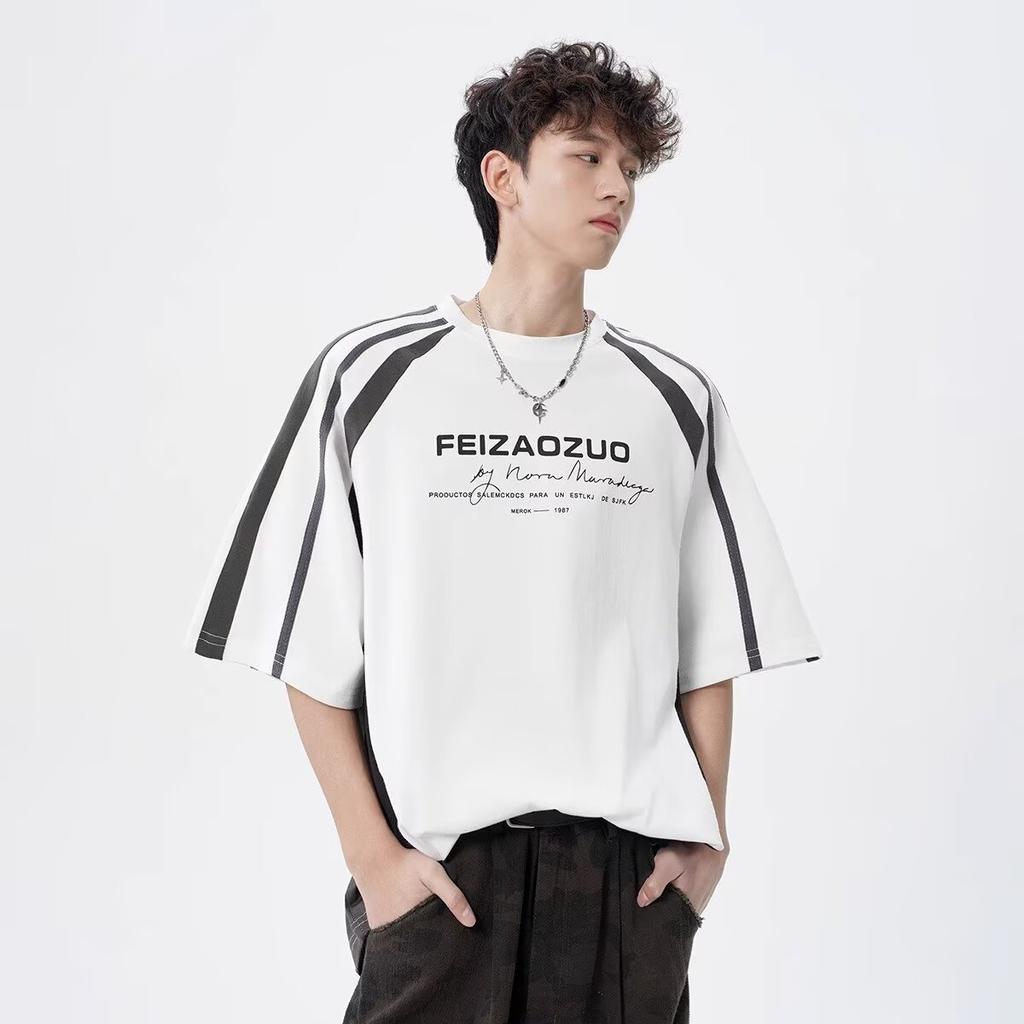 Short Sleeve T T-shirt Men's Fashion Brand Summer Loose Half Sleeve2025New Internet Hot Fashionable Ins Simple Printed Top