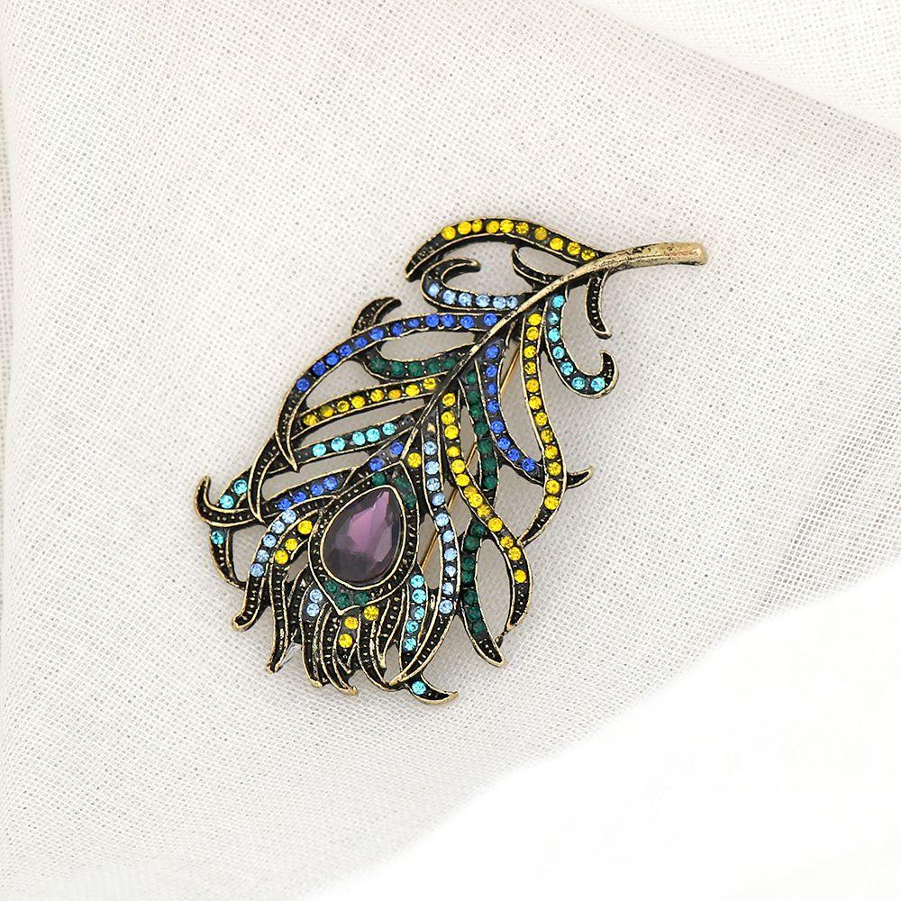 Deep Blue Trendy Crystal Wedding Accessories Animal Bird Pins Peacock Brooches Boho Enamel Pins