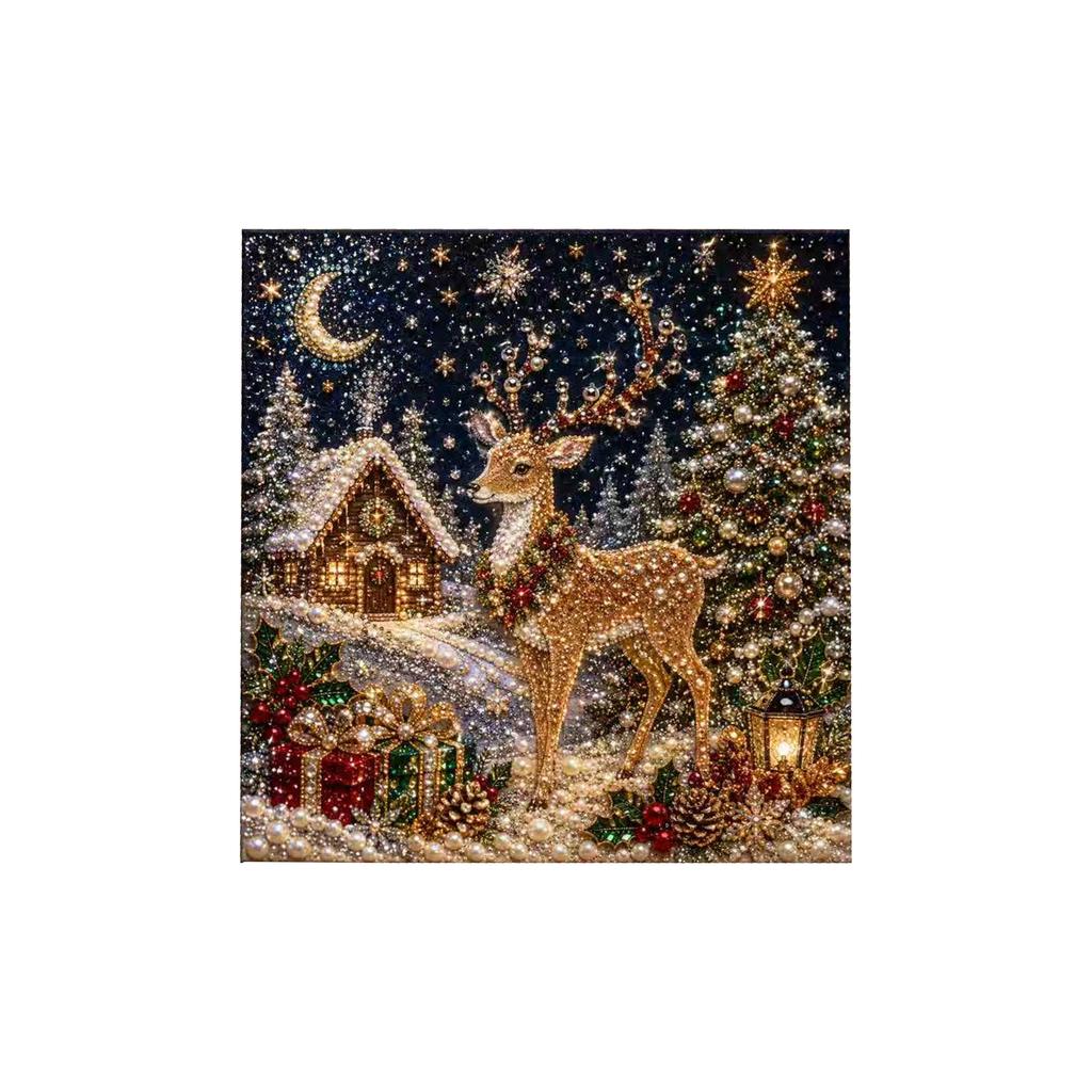 Christmas Pearl Art DIY Painting Kit Christmas Reindeer, Holiday Home Decor Diamond Painting Craft