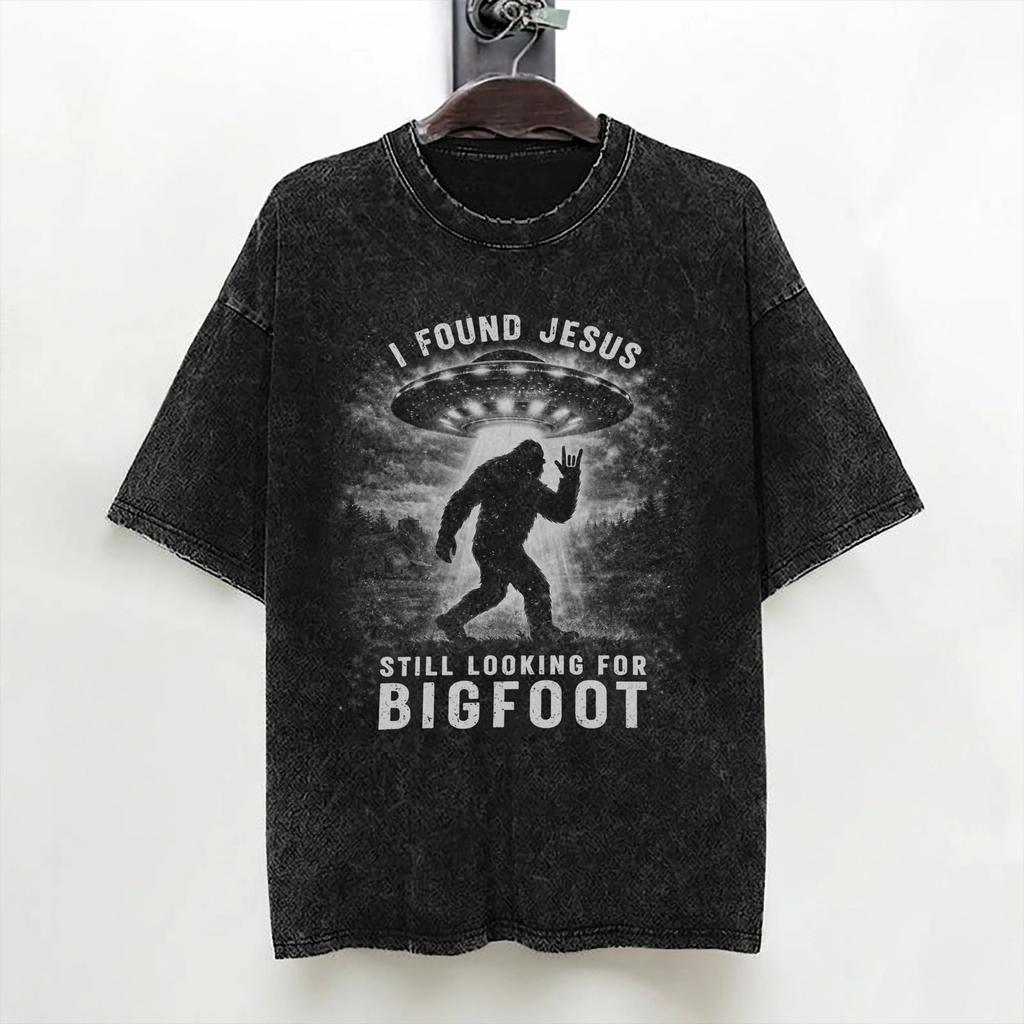 Bigfoot Believe Sasquatch Washed T Shirt Streetwear Hip Hop Cool Tshirts Tees For Men Women 100 Cotton Harajuku Summer
