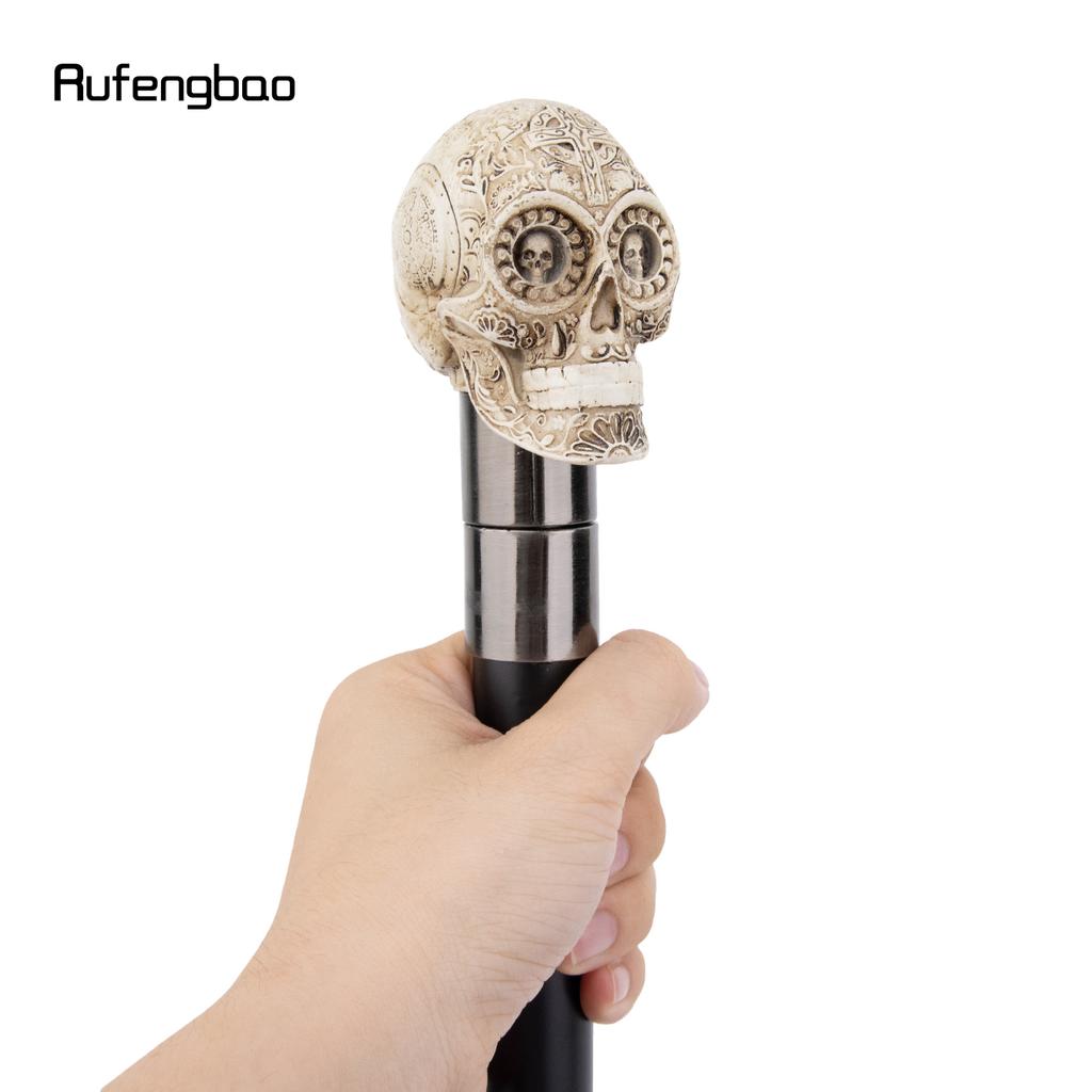 Yellow Resin Skull Head Walking Cane Fashion Decorative Steel Stick Gentleman Elegant Cosplay Cane Knob Crosier 92cm