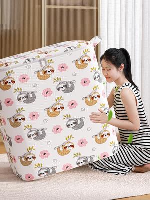 1pc Large Capacity Clothes Storage Bag Organizer With Reinforced Handle For Blankets Bedding Foldable With Zipper Storage Bag