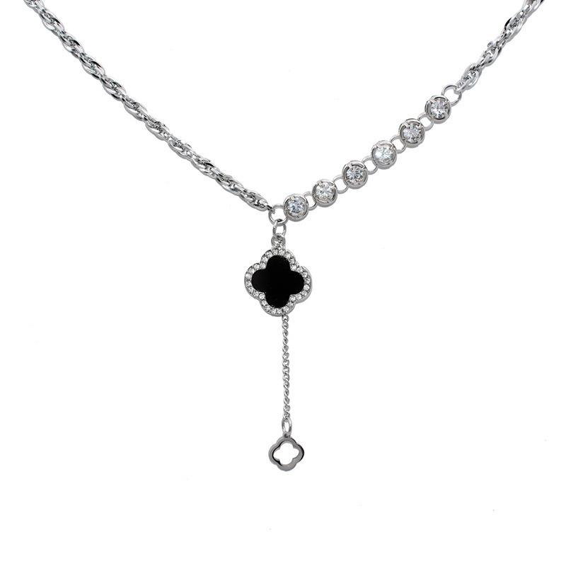 leaf clover necklace women's light luxury high-end sense fringed collarbone chain fashionable versatile niche design sweater chain